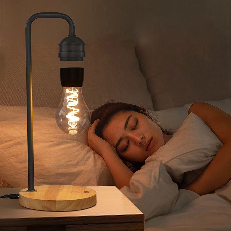 Rubber Wood Iron Magnetic Table Lamp