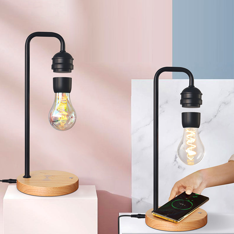 Rubber Wood Iron Magnetic Table Lamp