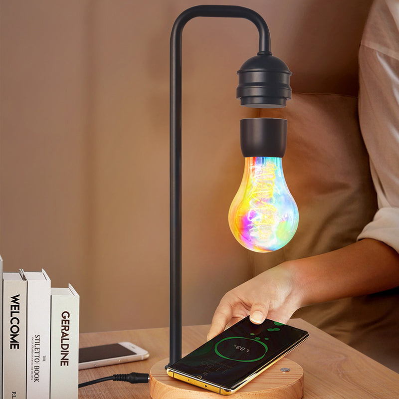 Rubber Wood Iron Magnetic Table Lamp