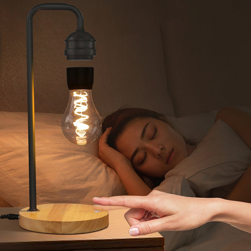 Rubber Wood Iron Magnetic Table Lamp