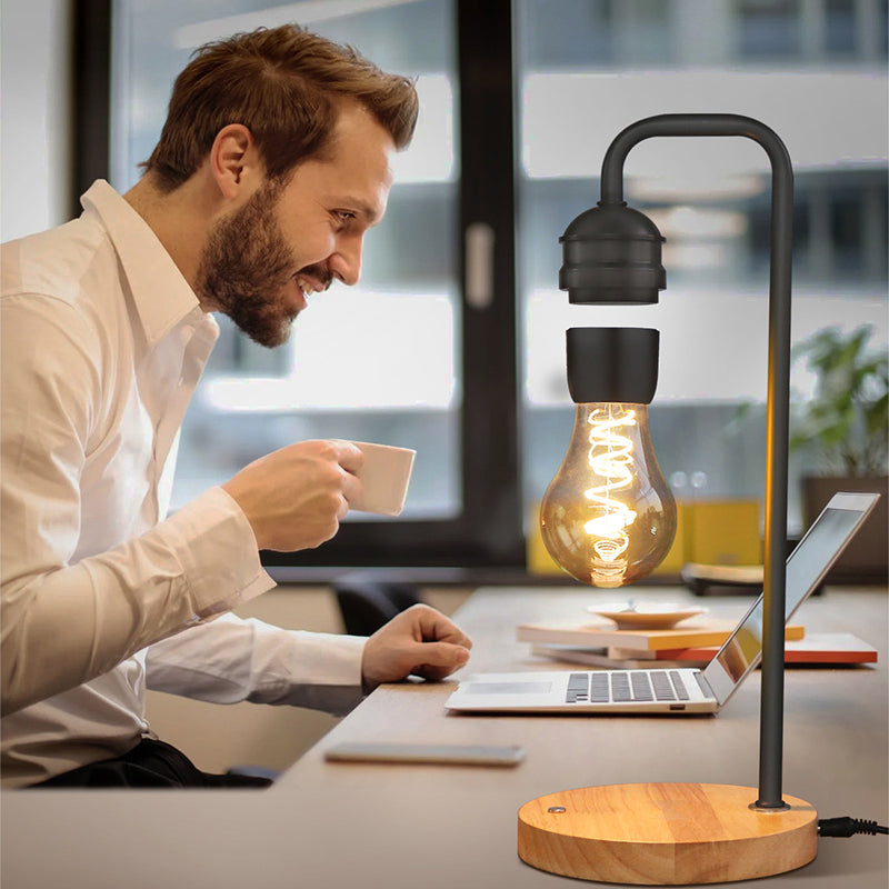 Rubber Wood Iron Magnetic Table Lamp