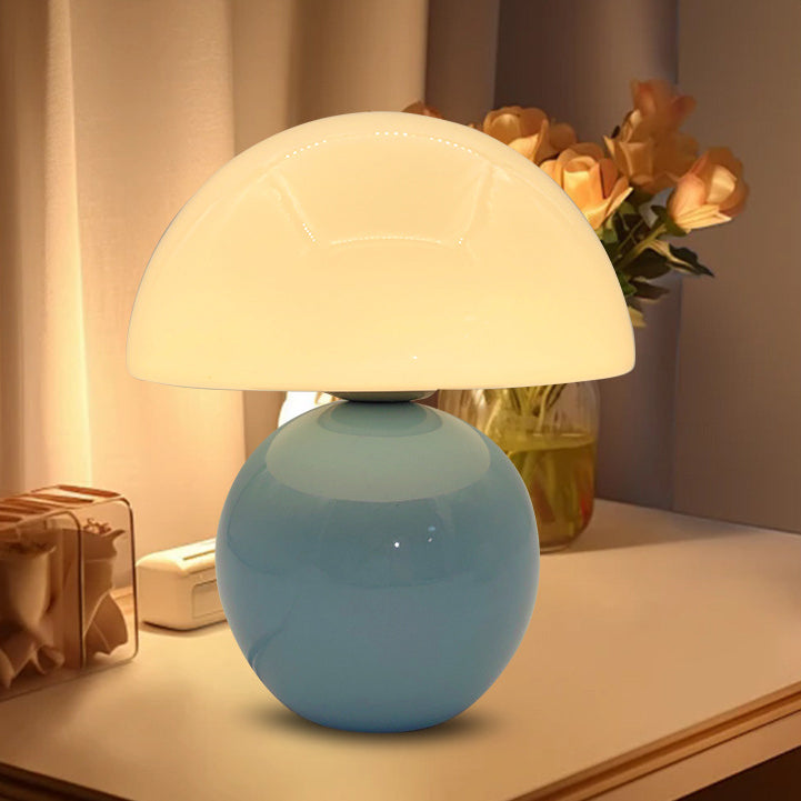 Glass Ceramic Mushroom Study Table Lamp