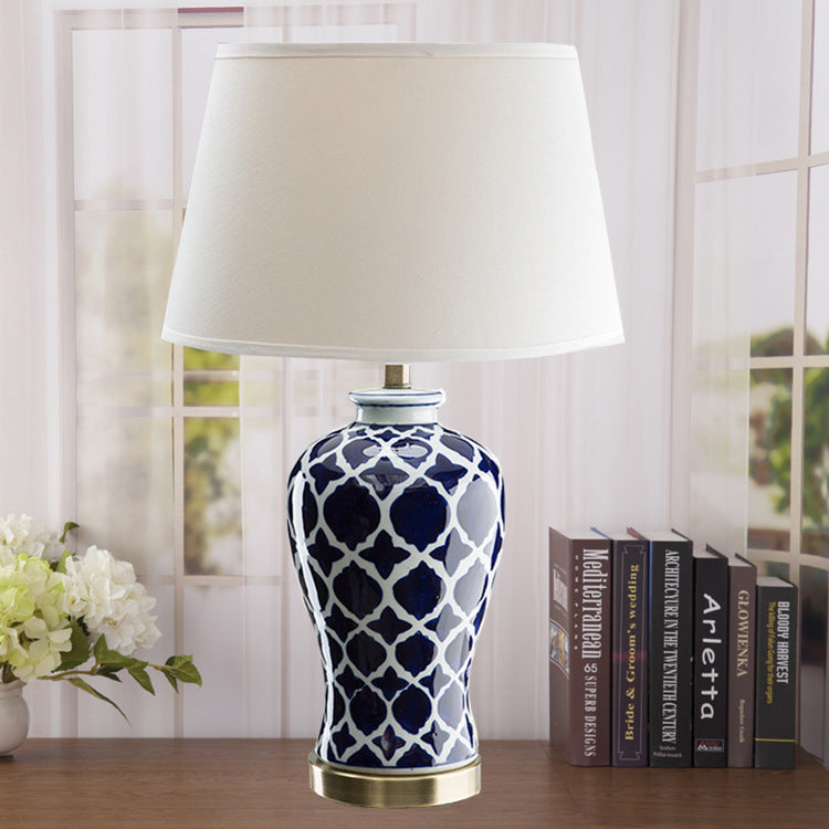 Fabric Cylinder Ceramic Vase Table Lamp