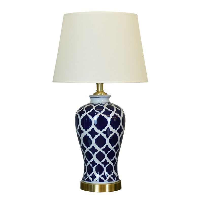 Fabric Cylinder Ceramic Vase Table Lamp
