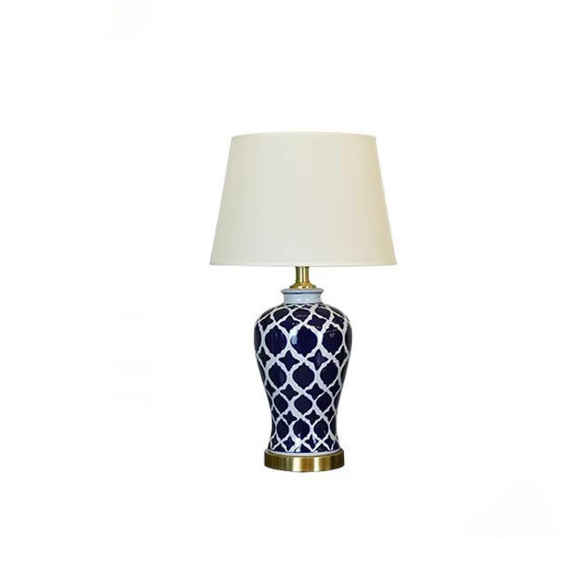 Fabric Cylinder Ceramic Vase Table Lamp