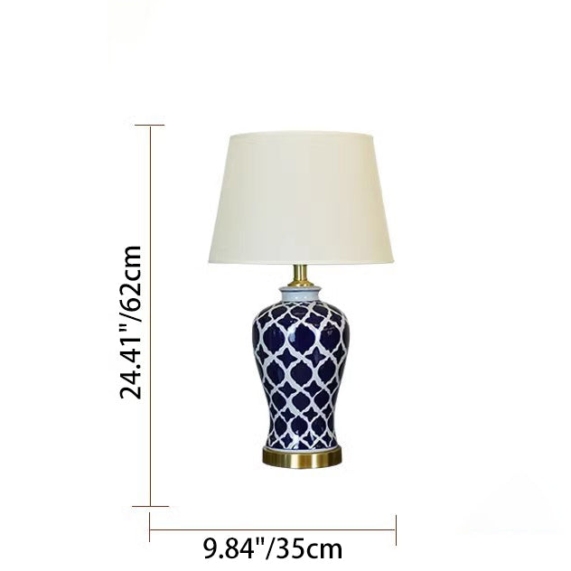 Fabric Cylinder Ceramic Vase Table Lamp