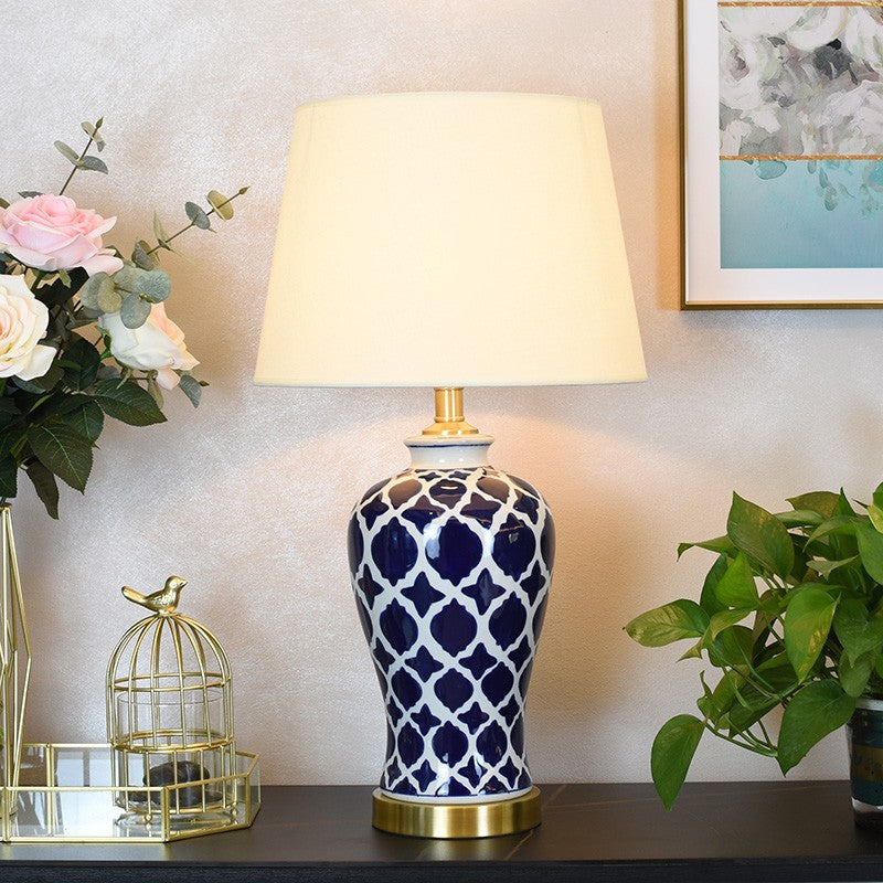 Fabric Cylinder Ceramic Vase Table Lamp