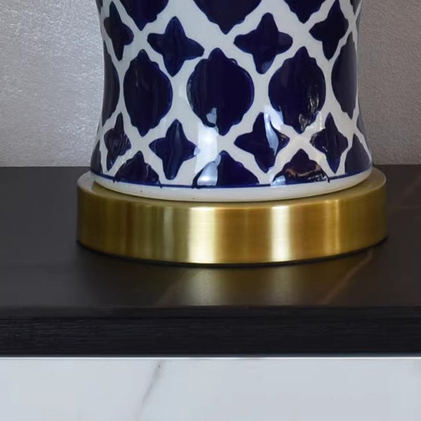 Fabric Cylinder Ceramic Vase Table Lamp