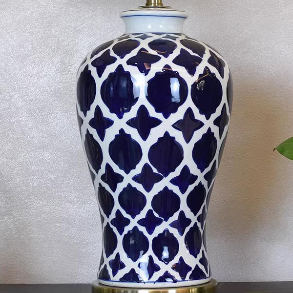 Fabric Cylinder Ceramic Vase Table Lamp
