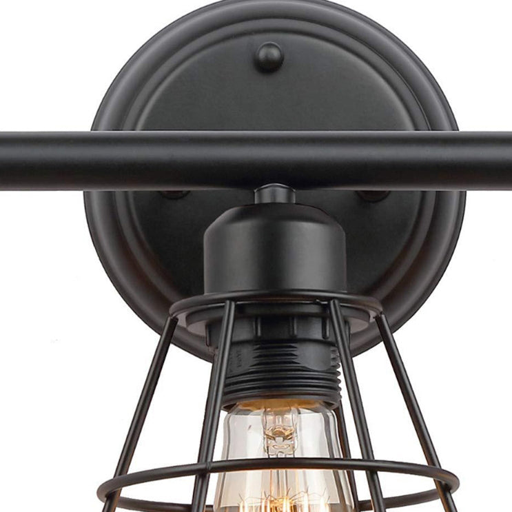Geometrical Iron Frame Mirror 3-Light Wall Lamp