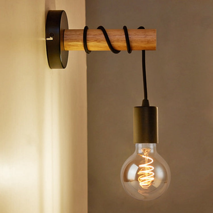 Hardware Solid Wood Arm Wall Lamp