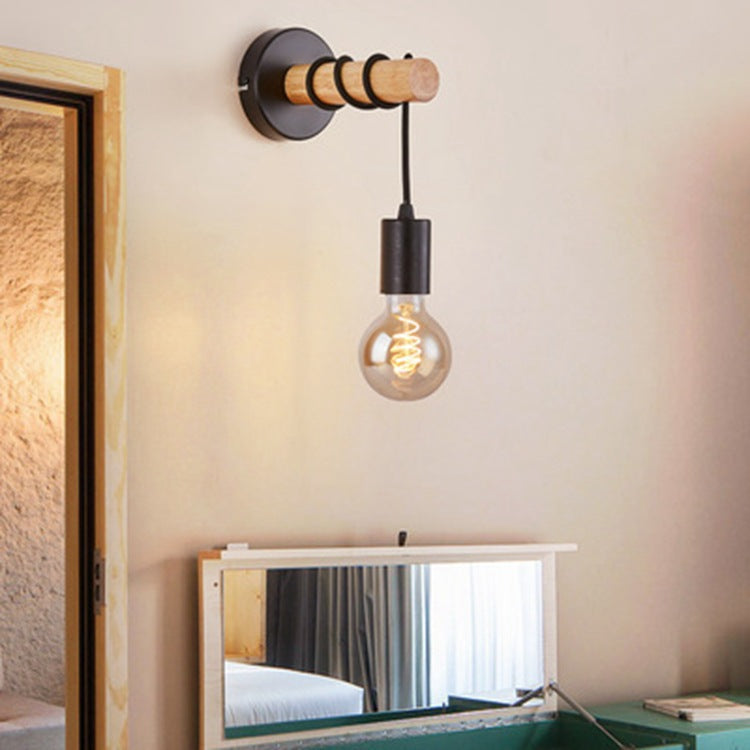 Hardware Solid Wood Arm Wall Lamp