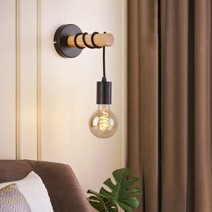 Hardware Solid Wood Arm Wall Lamp