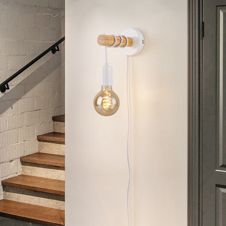 Hardware Solid Wood Arm Wall Lamp
