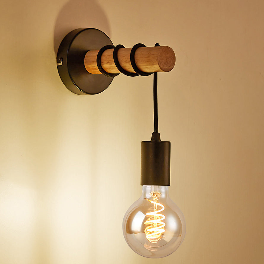 Hardware Solid Wood Arm Wall Lamp