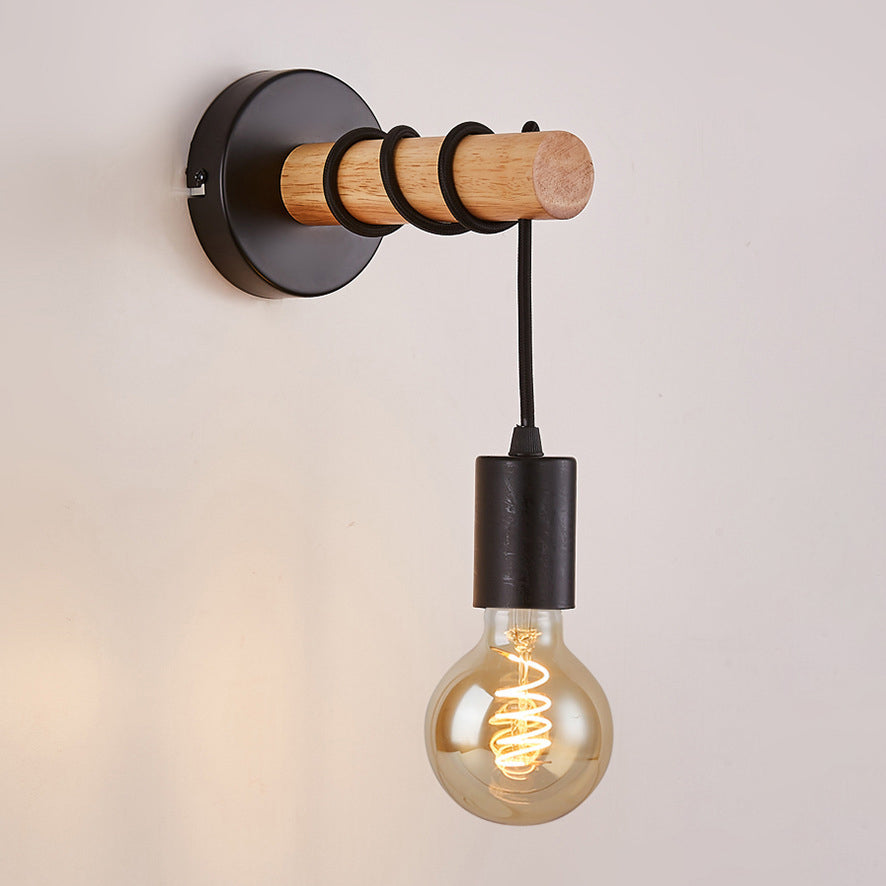 Hardware Solid Wood Arm Wall Lamp