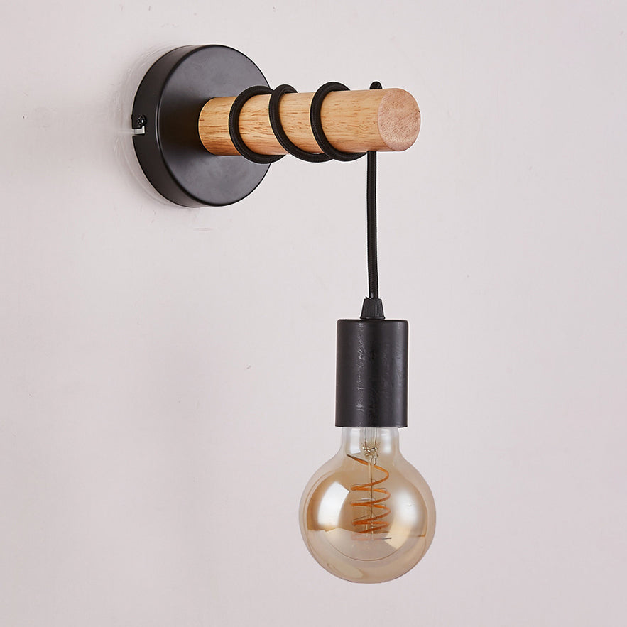 Hardware Solid Wood Arm Wall Lamp