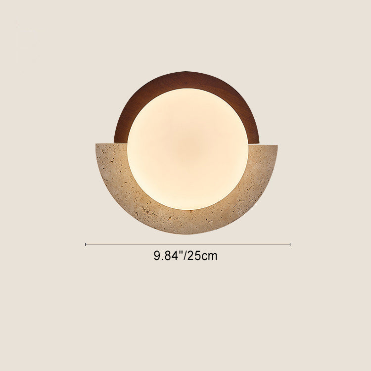 Yellow Travertine Solid Wood Wall Lamp