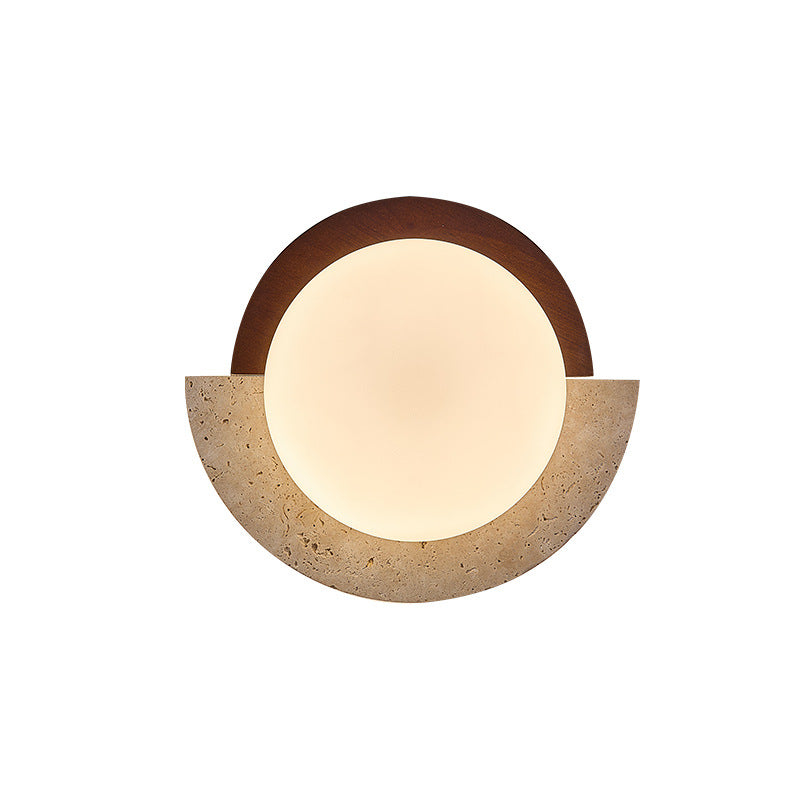Yellow Travertine Solid Wood Wall Lamp