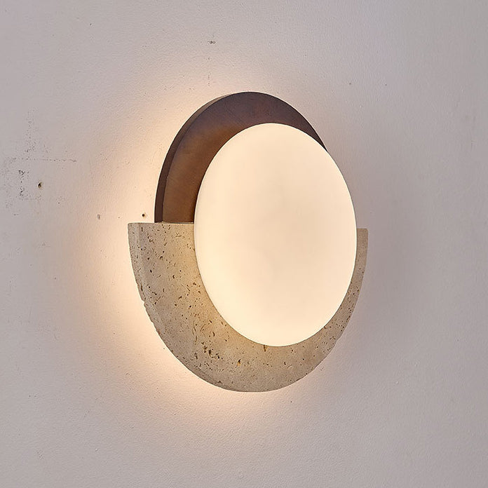 Yellow Travertine Solid Wood Wall Lamp