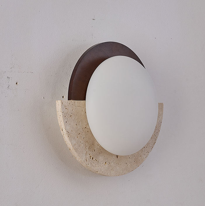 Yellow Travertine Solid Wood Wall Lamp