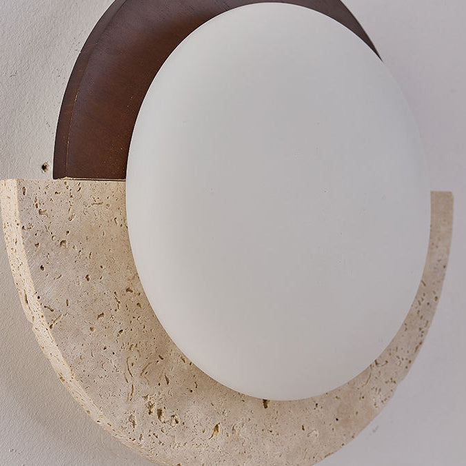 Yellow Travertine Solid Wood Wall Lamp