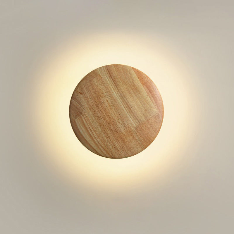 Geometry Circle Wood Grain Wall Lamp