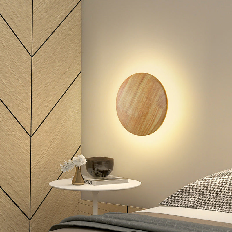 Geometry Circle Wood Grain Wall Lamp