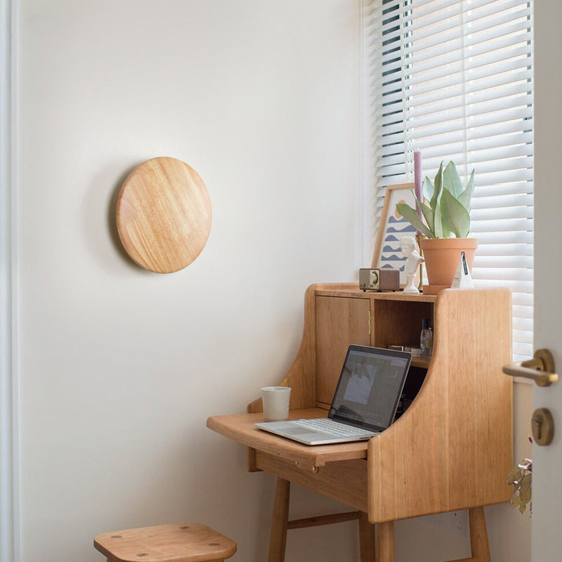 Geometry Circle Wood Grain Wall Lamp