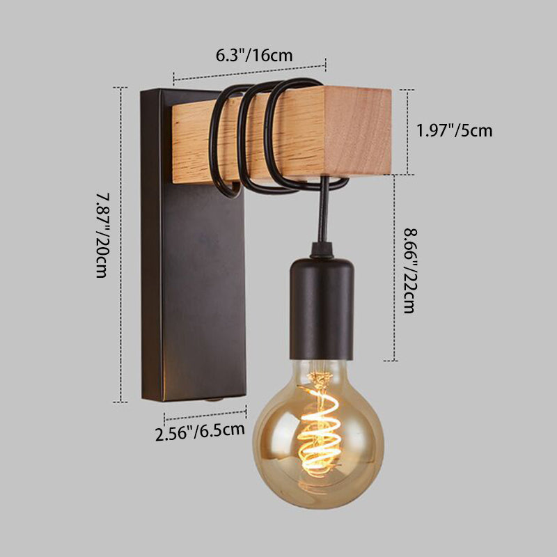 Farmhouse Solid Wood Arm Wall Lamp