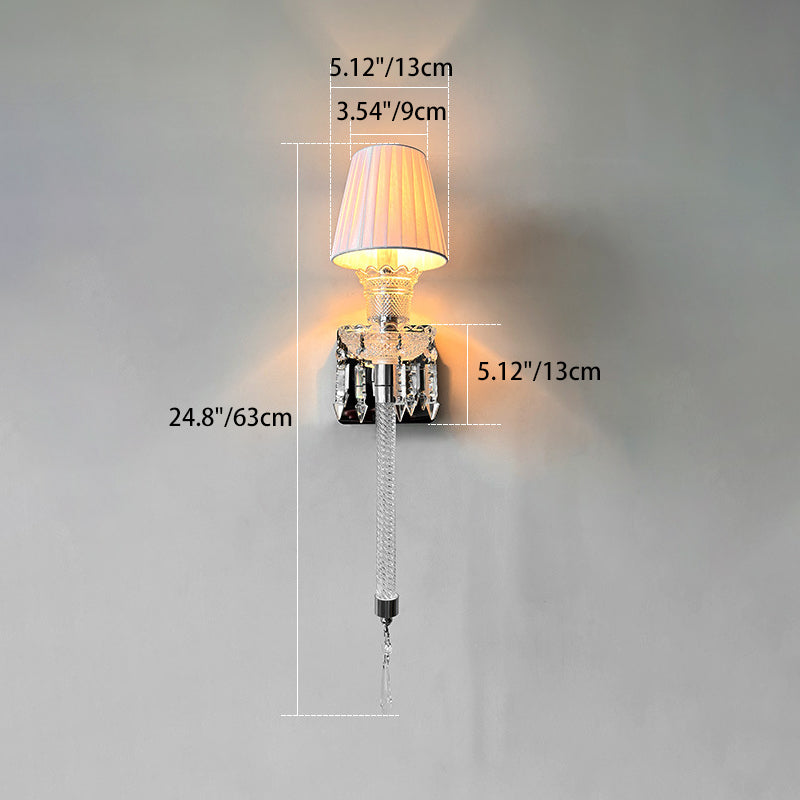Fabric Round Stainless Steel Wall Lamp
