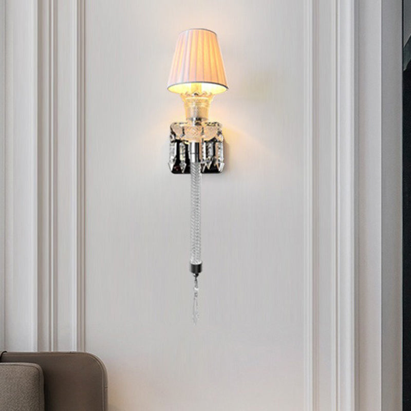 Fabric Round Stainless Steel Wall Lamp