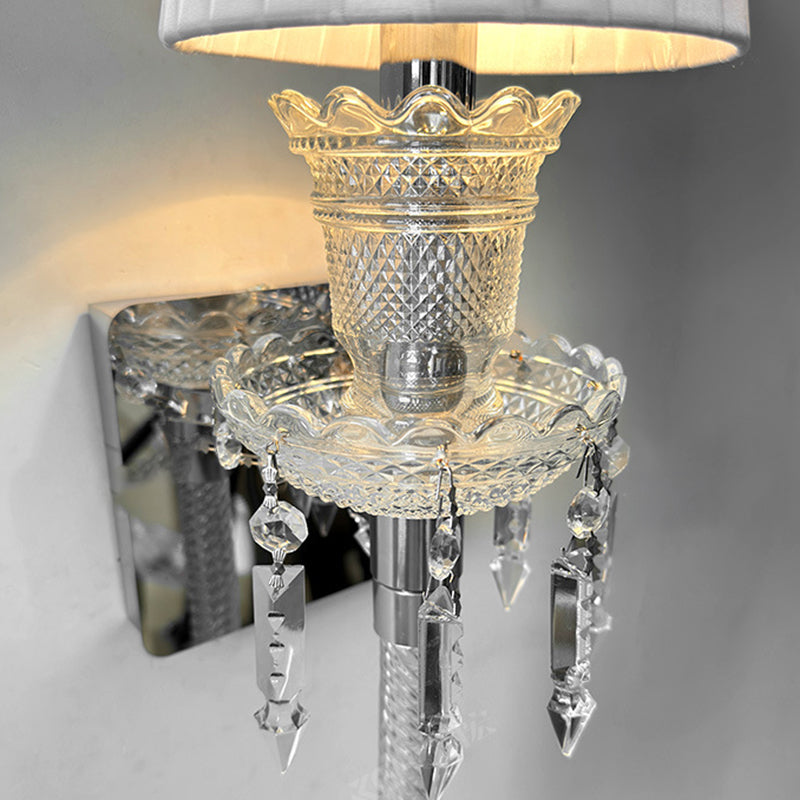 Fabric Round Stainless Steel Wall Lamp