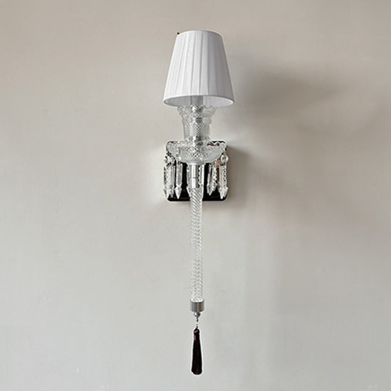 Fabric Round Stainless Steel Wall Lamp