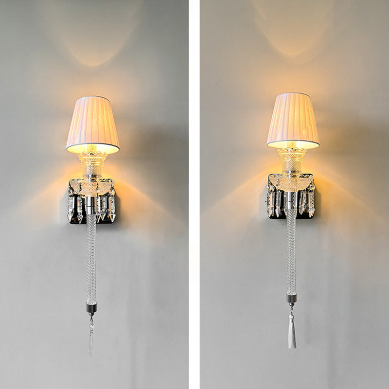 Fabric Round Stainless Steel Wall Lamp