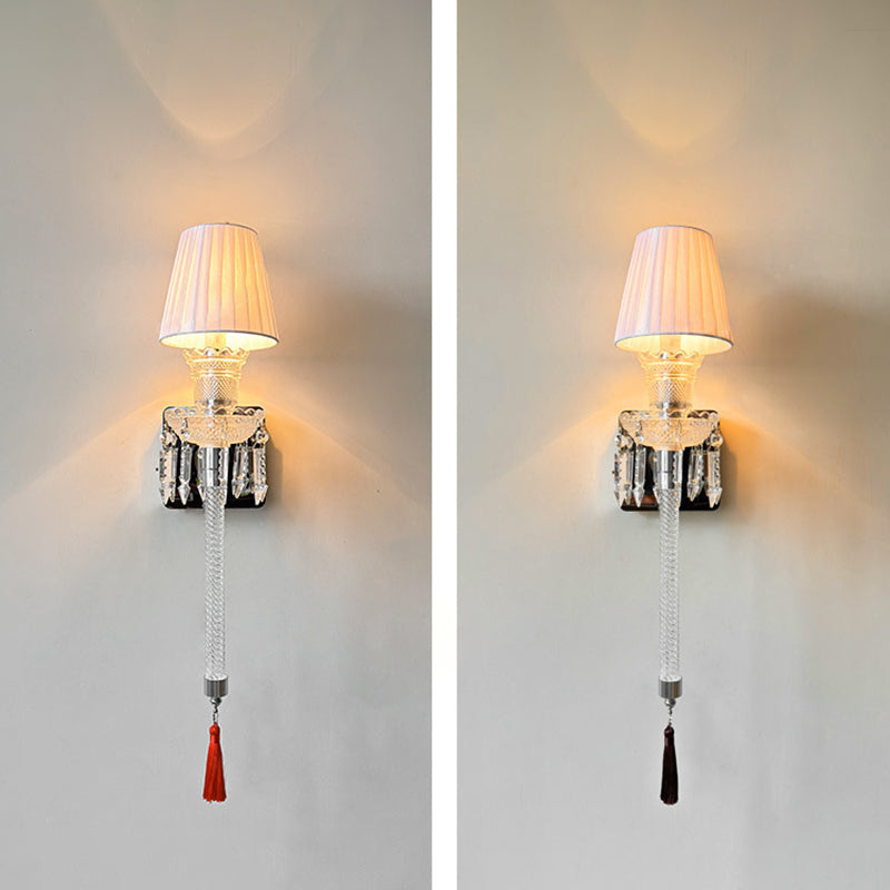 Fabric Round Stainless Steel Wall Lamp