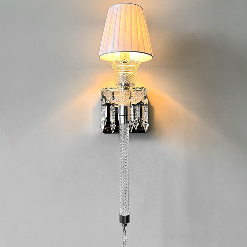 Fabric Round Stainless Steel Wall Lamp