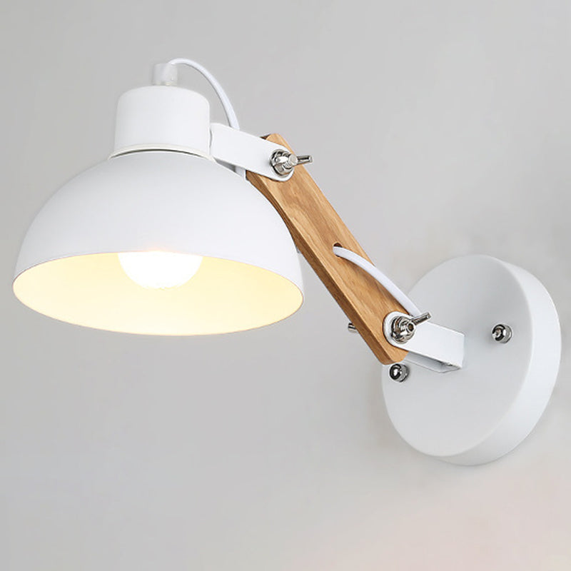 Solid Wood Iron Semicircle Wall Lamp