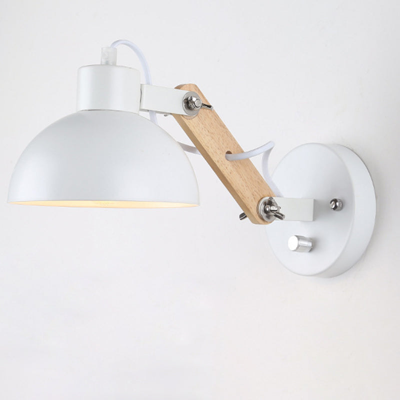 Solid Wood Iron Semicircle Wall Lamp