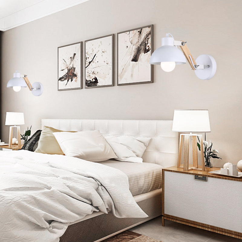 Solid Wood Iron Semicircle Wall Lamp