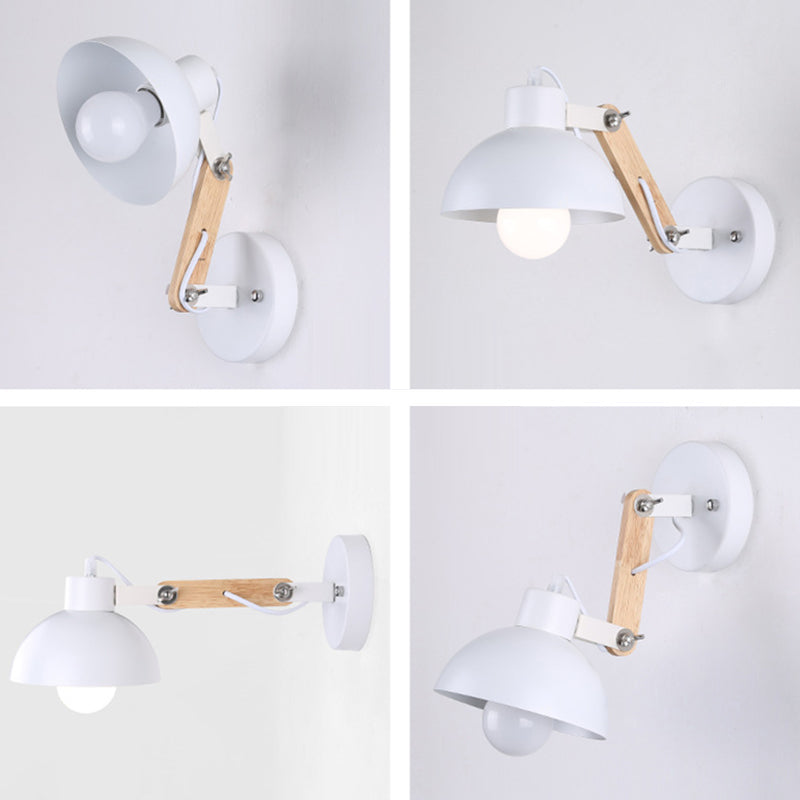 Solid Wood Iron Semicircle Wall Lamp