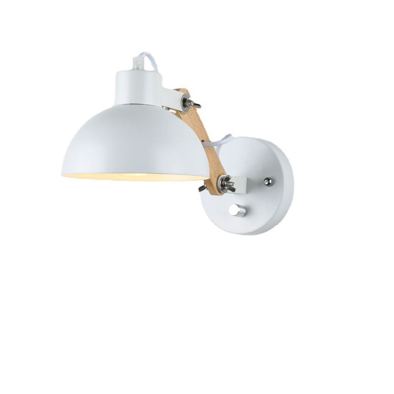 Solid Wood Iron Semicircle Wall Lamp