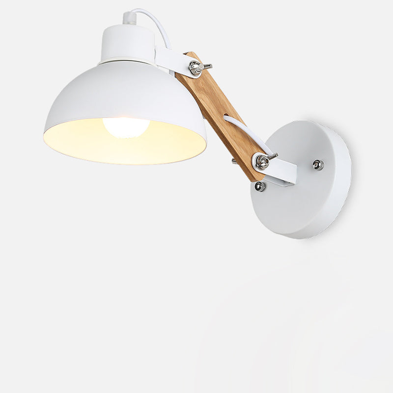 Solid Wood Iron Semicircle Wall Lamp
