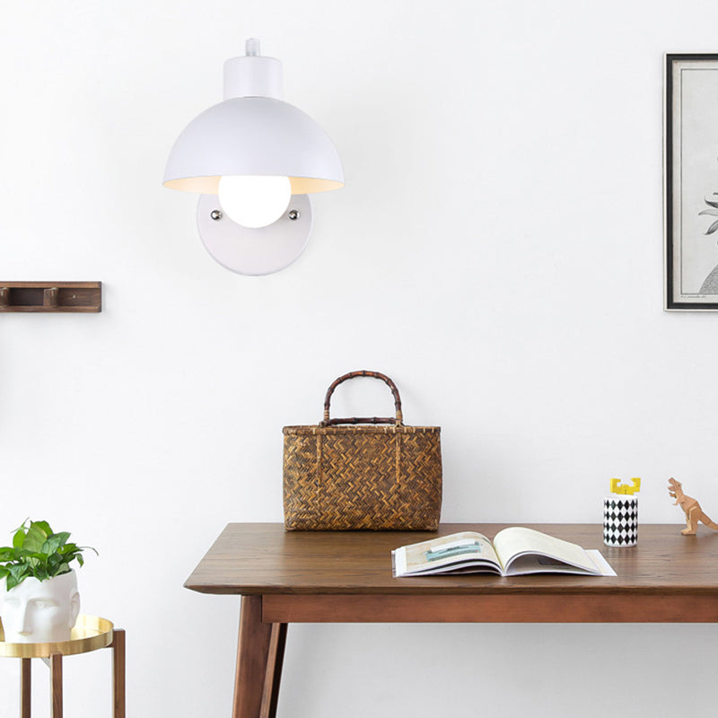 Solid Wood Iron Semicircle Wall Lamp