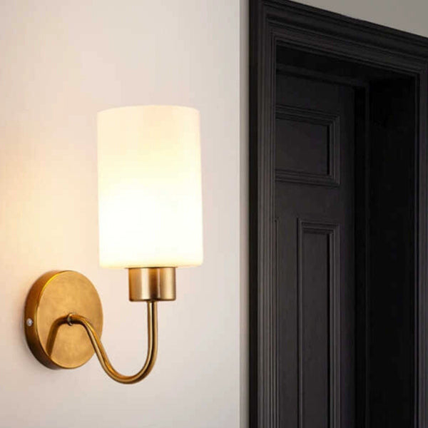 Iron Frame Glass Cylinder Wall Lamp