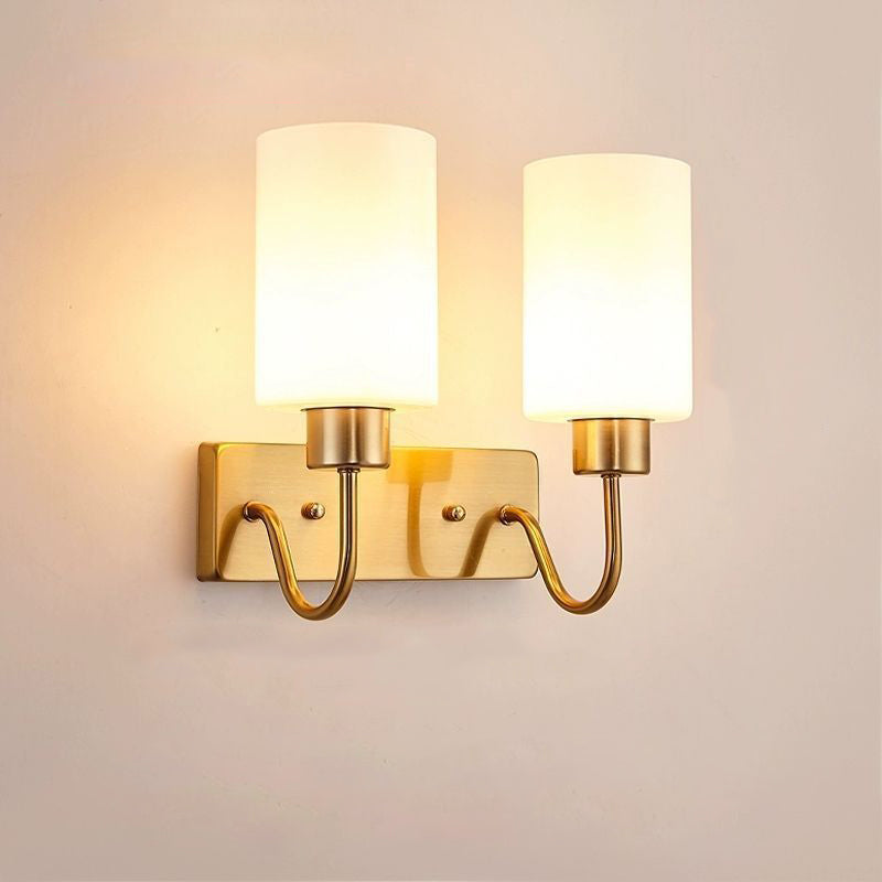 Iron Frame Glass Cylinder Wall Lamp