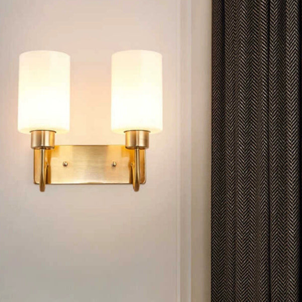 Iron Frame Glass Cylinder Wall Lamp