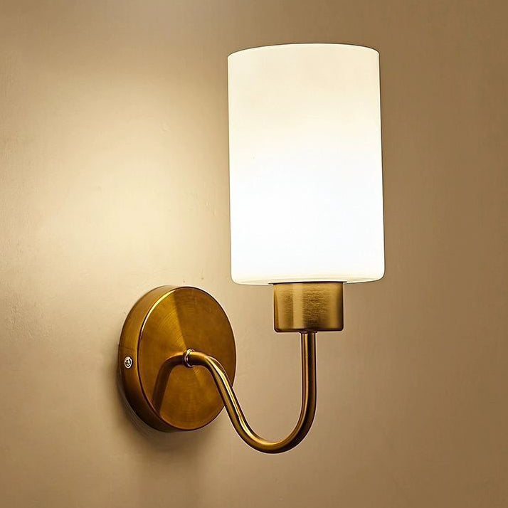 Iron Frame Glass Cylinder Wall Lamp