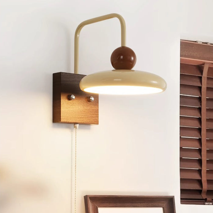 Iron Walnut Wood Grain Wall Lamp