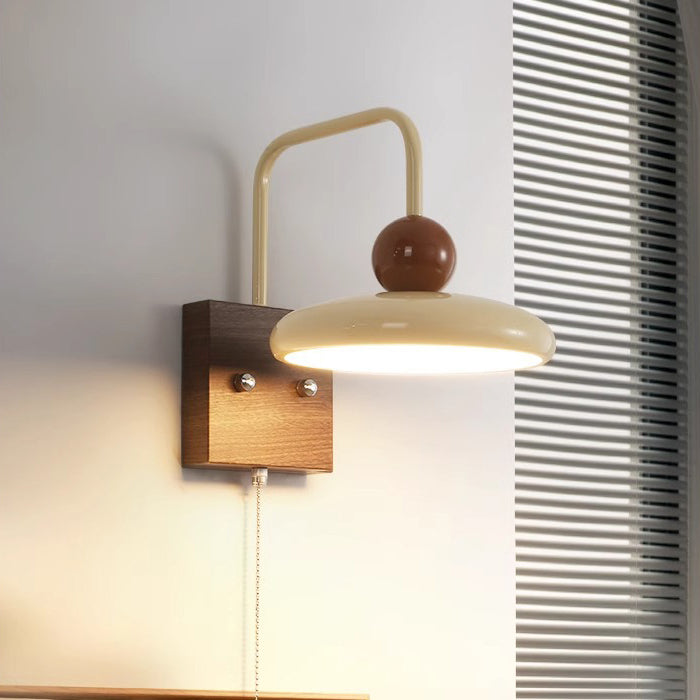 Iron Walnut Wood Grain Wall Lamp